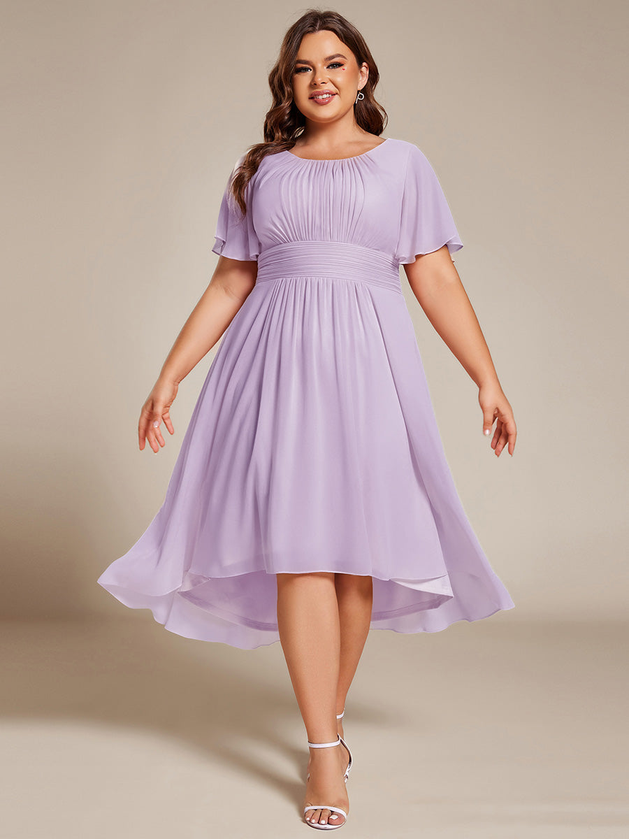 ever EDEN|Flowy Chiffon Round Neckline A-Line Knee Length Wedding Guest Dress