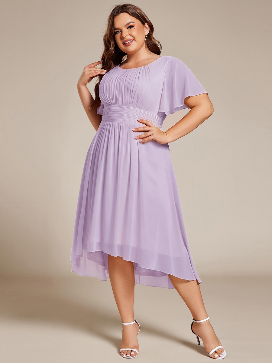 ever EDEN|Flowy Chiffon Round Neckline A-Line Knee Length Wedding Guest Dress