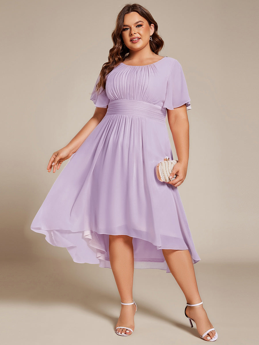 ever EDEN|Flowy Chiffon Round Neckline A-Line Knee Length Wedding Guest Dress