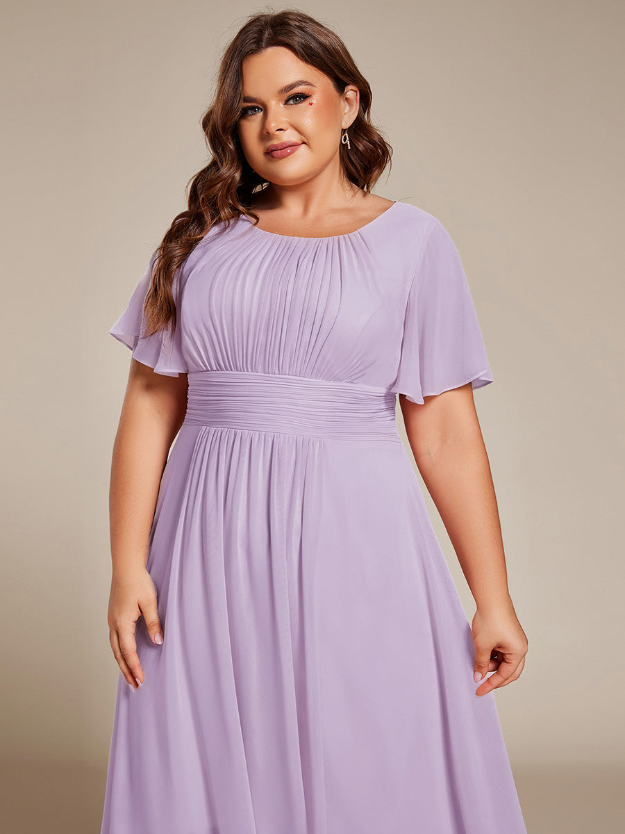 ever EDEN|Flowy Chiffon Round Neckline A-Line Knee Length Wedding Guest Dress
