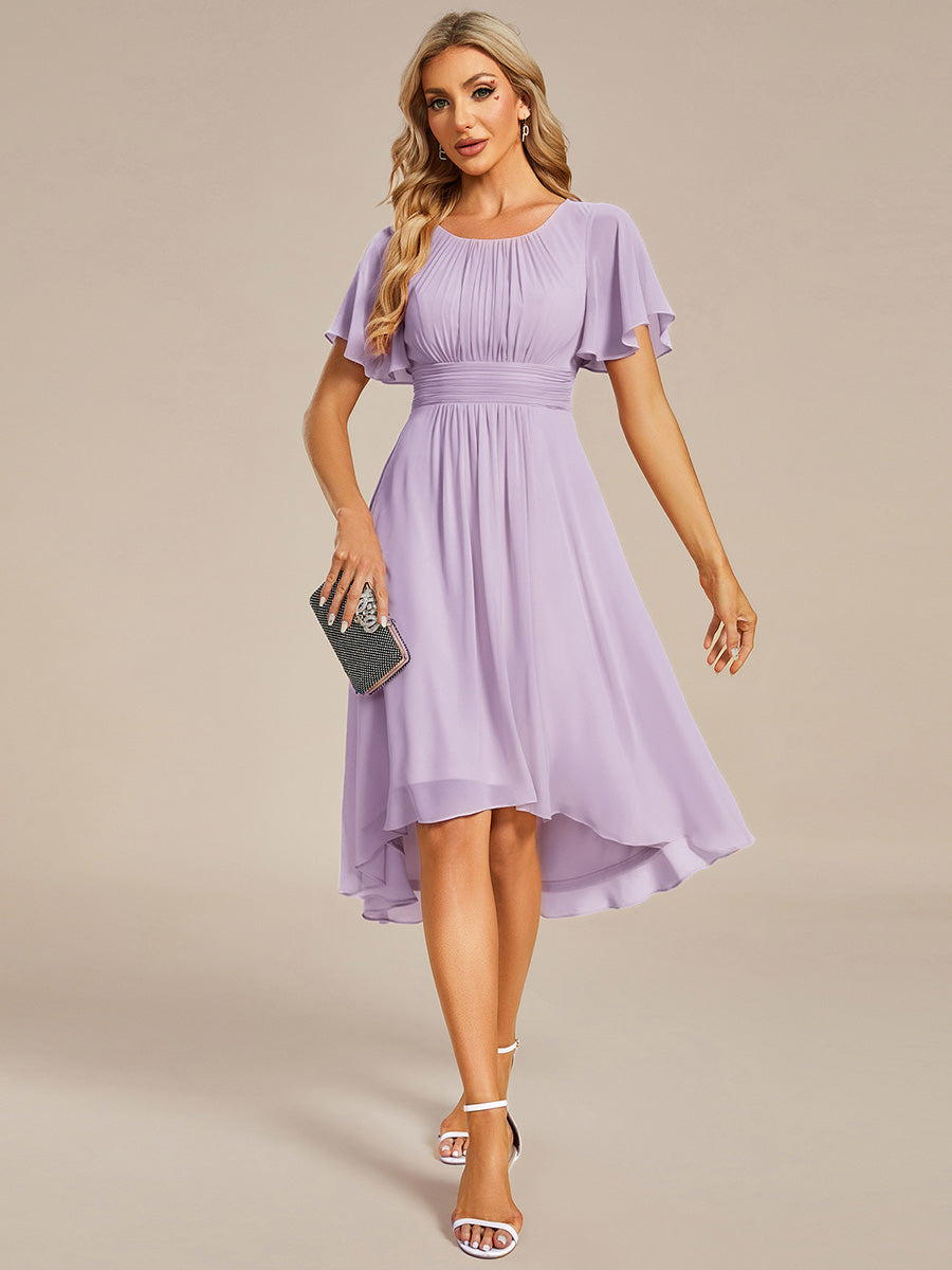 ever EDEN|Flowy Chiffon Round Neckline A-Line Knee Length Wedding Guest Dress