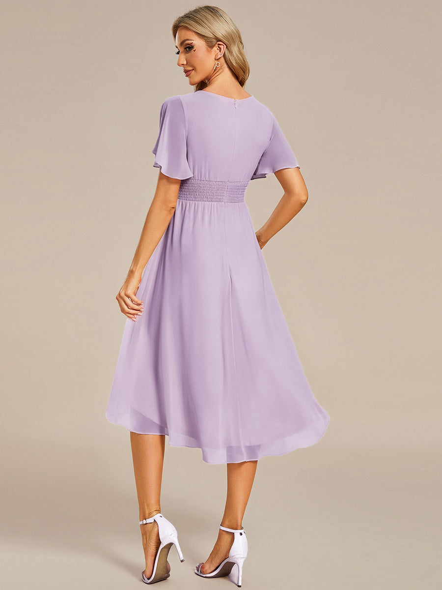ever EDEN|Flowy Chiffon Round Neckline A-Line Knee Length Wedding Guest Dress