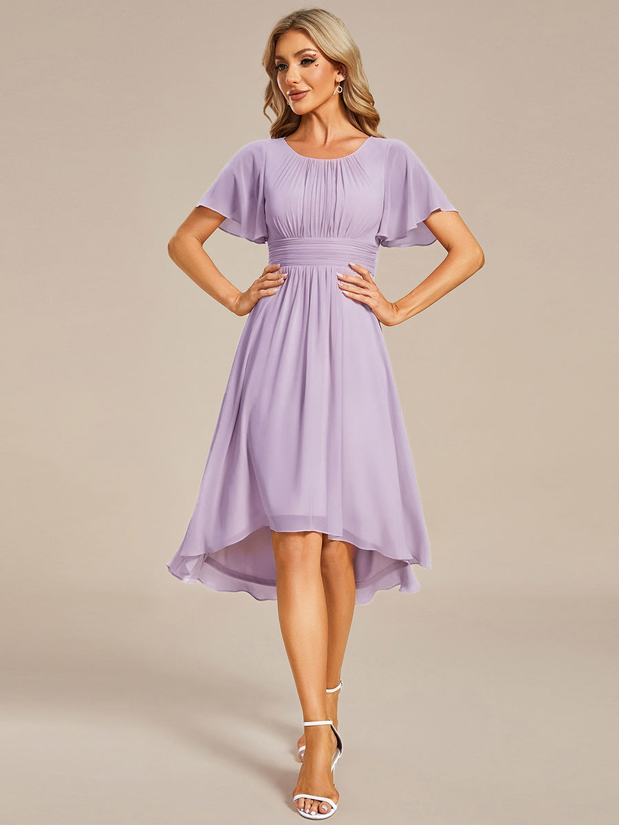 ever EDEN|Flowy Chiffon Round Neckline A-Line Knee Length Wedding Guest Dress