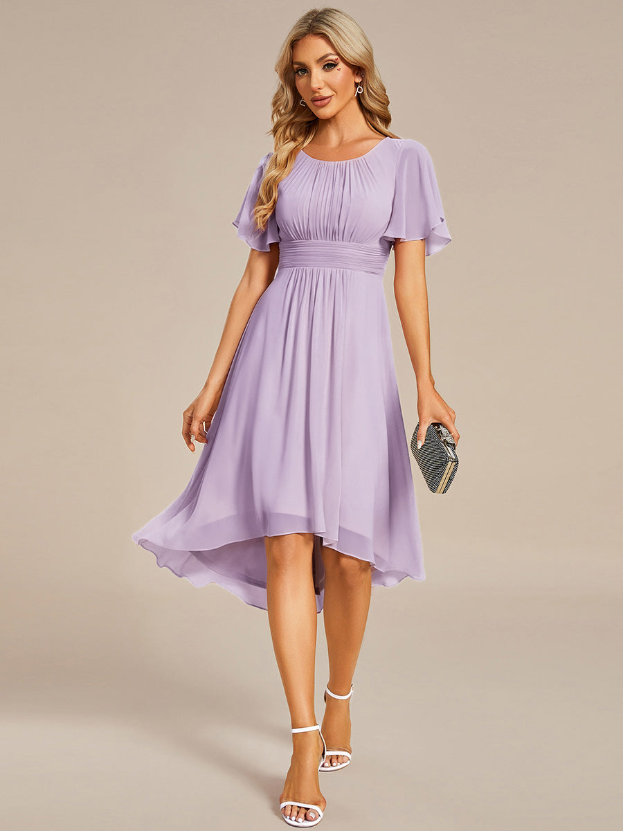 ever EDEN|Flowy Chiffon Round Neckline A-Line Knee Length Wedding Guest Dress