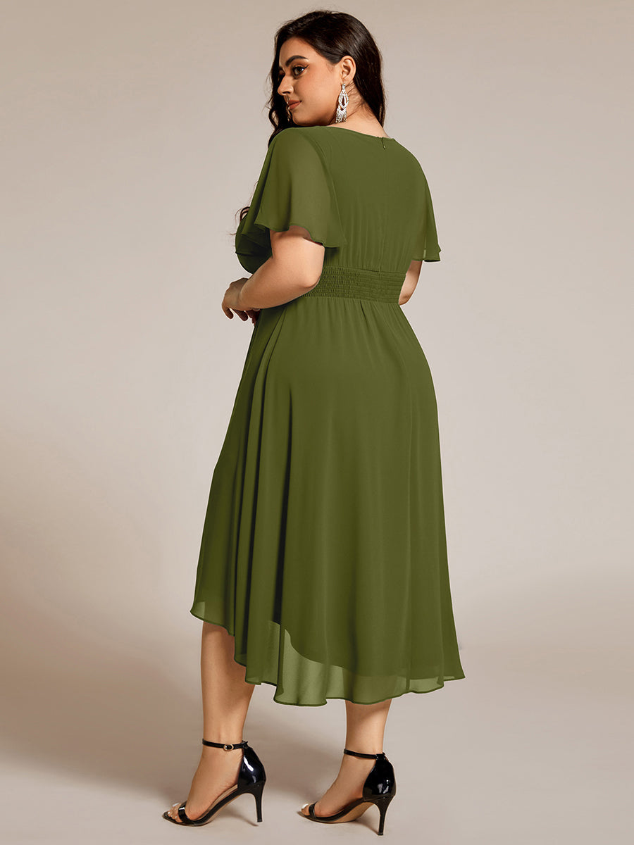 ever EDEN|Flowy Chiffon Round Neckline A-Line Knee Length Wedding Guest Dress