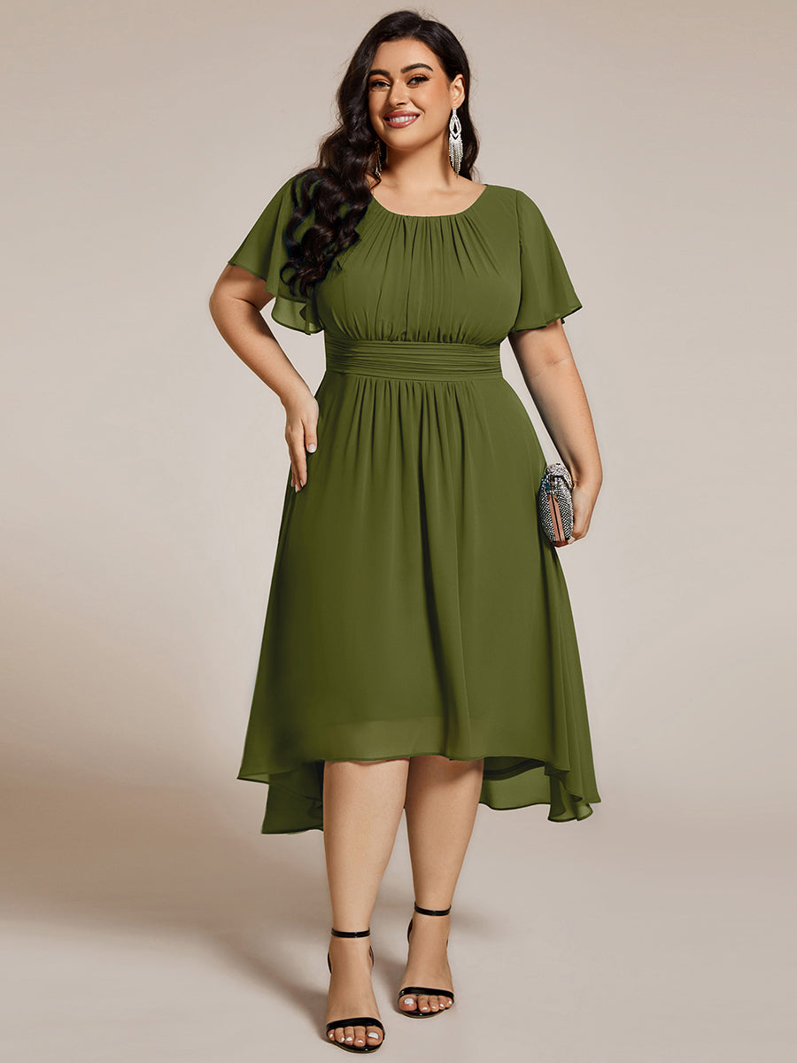 ever EDEN|Flowy Chiffon Round Neckline A-Line Knee Length Wedding Guest Dress