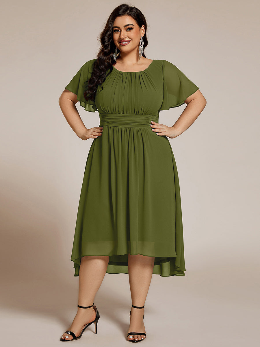 ever EDEN|Flowy Chiffon Round Neckline A-Line Knee Length Wedding Guest Dress