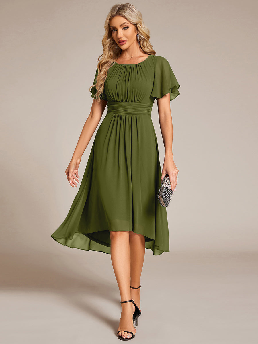 ever EDEN|Flowy Chiffon Round Neckline A-Line Knee Length Wedding Guest Dress