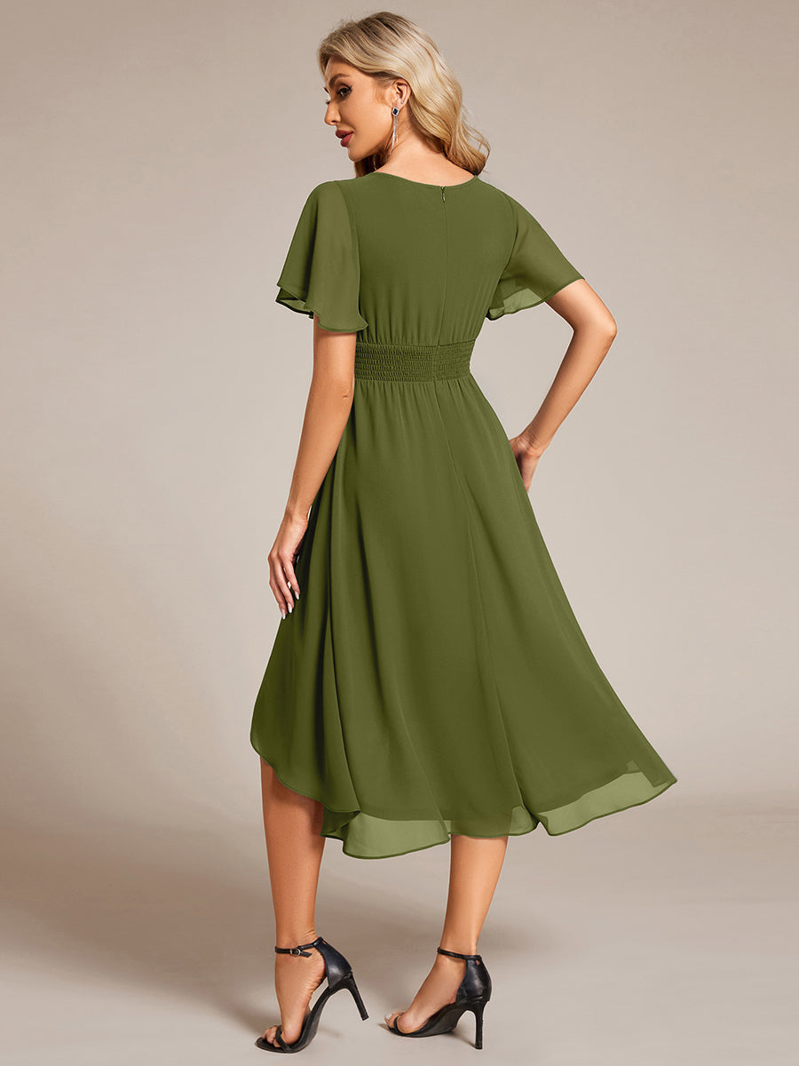 ever EDEN|Flowy Chiffon Round Neckline A-Line Knee Length Wedding Guest Dress