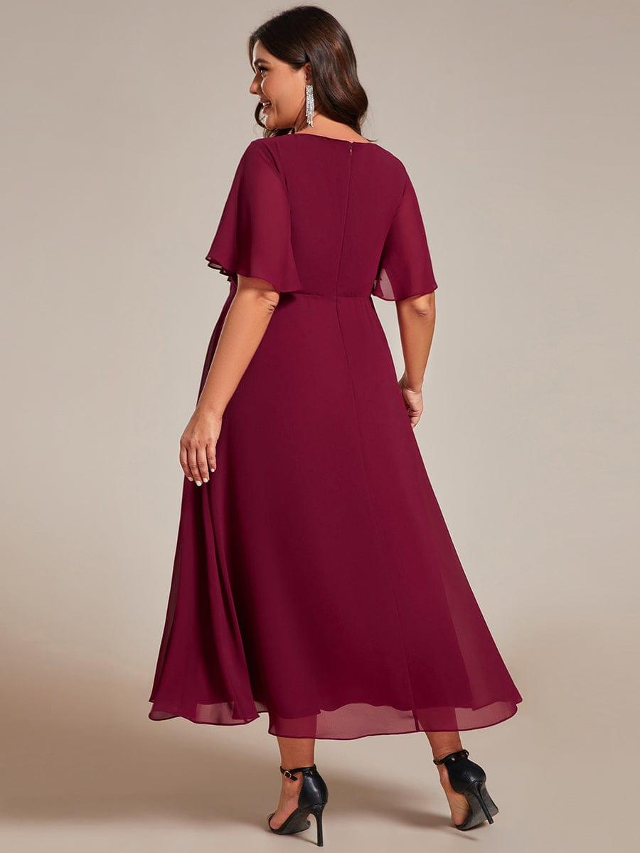 ever DAHLIA|Short Sleeve V Neck Knee Length Mother of the Bride Dress