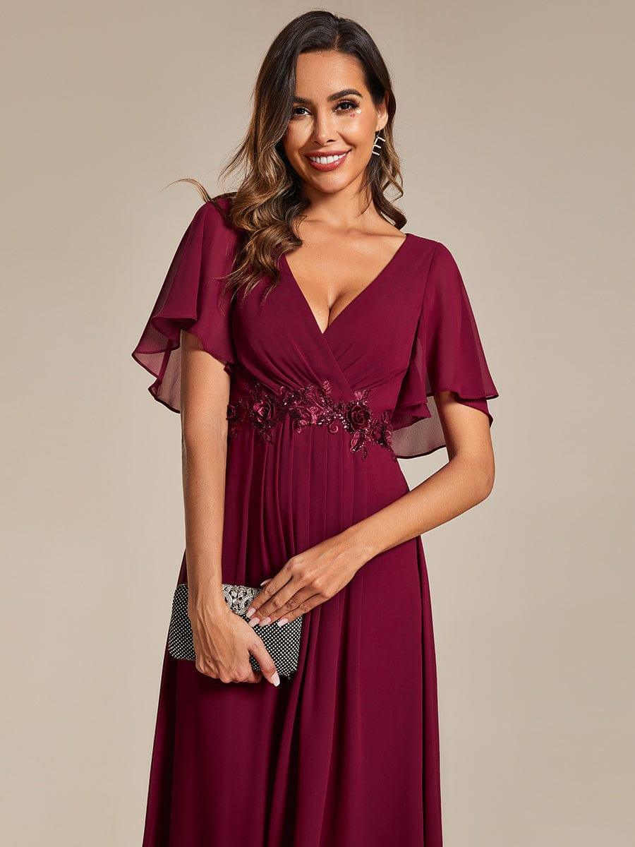 ever DAHLIA|Short Sleeve V Neck Knee Length Mother of the Bride Dress