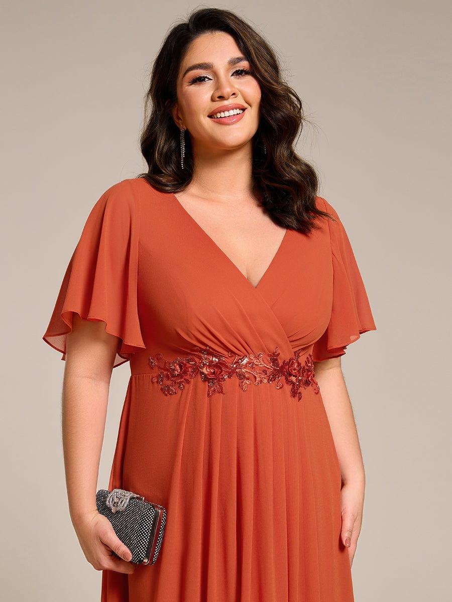 ever DAHLIA|Short Sleeve V Neck Knee Length Mother of the Bride Dress