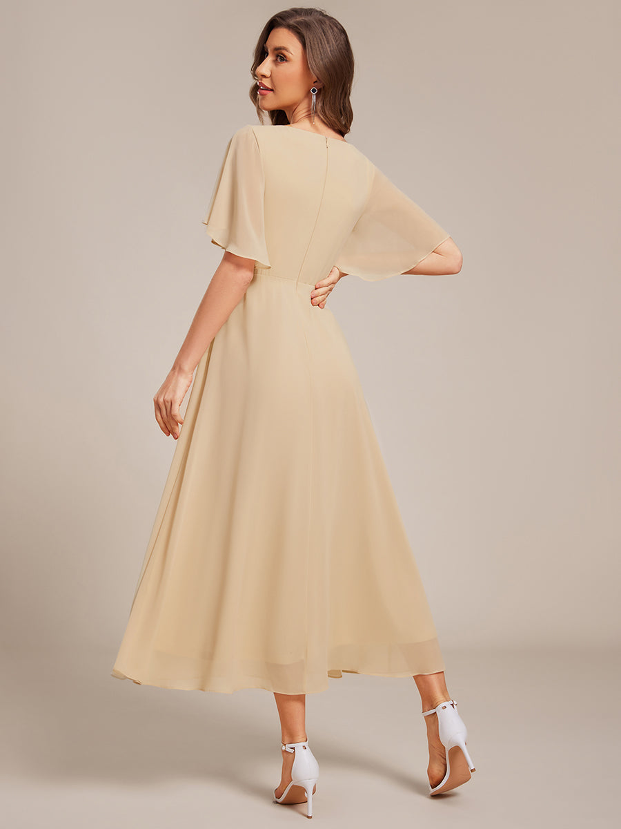 ever DAHLIA|Short Sleeve V Neck Knee Length Mother of the Bride Dress