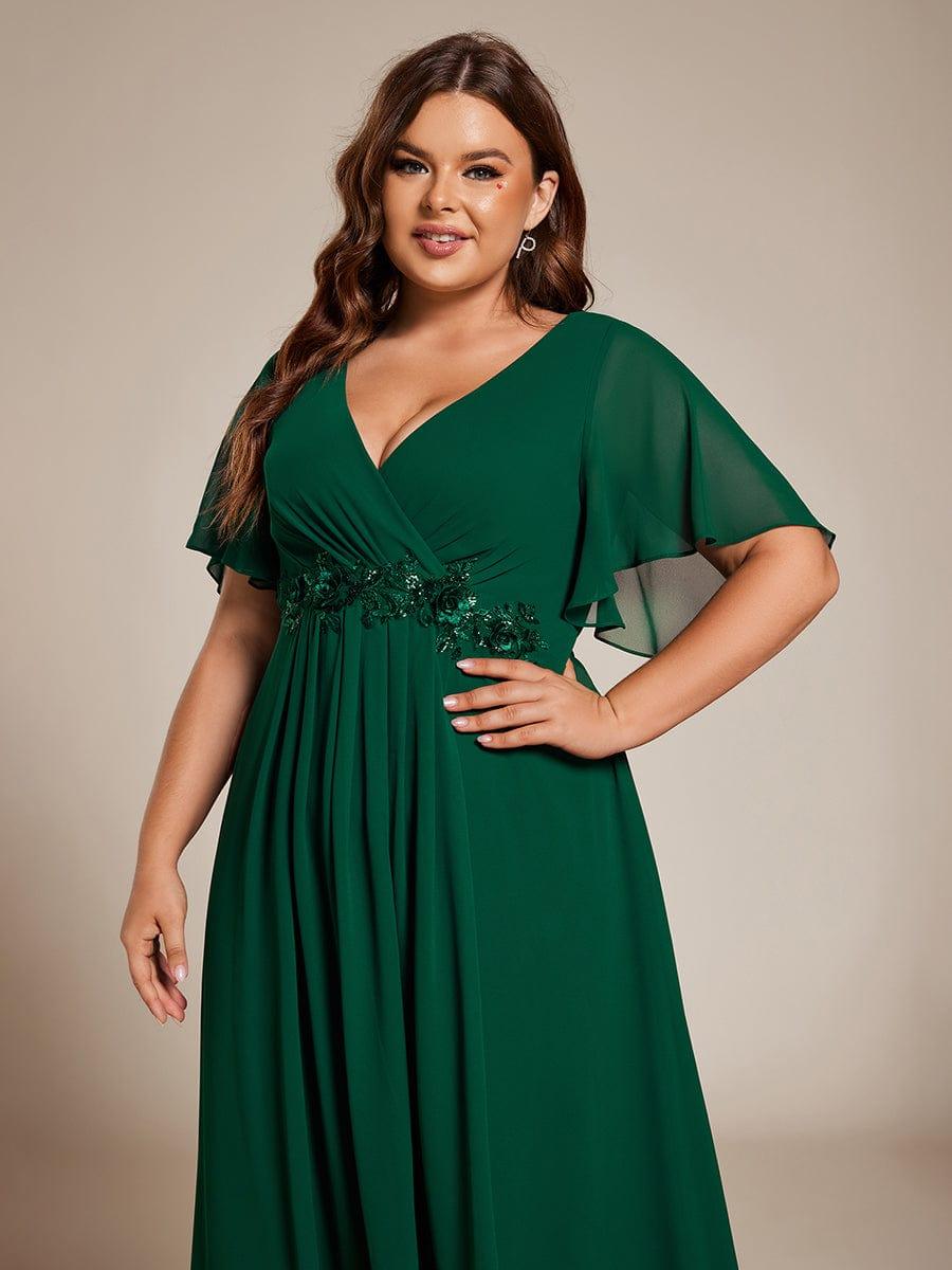 ever DAHLIA|Short Sleeve V Neck Knee Length Mother of the Bride Dress