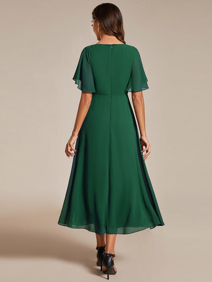 ever DAHLIA|Short Sleeve V Neck Knee Length Mother of the Bride Dress