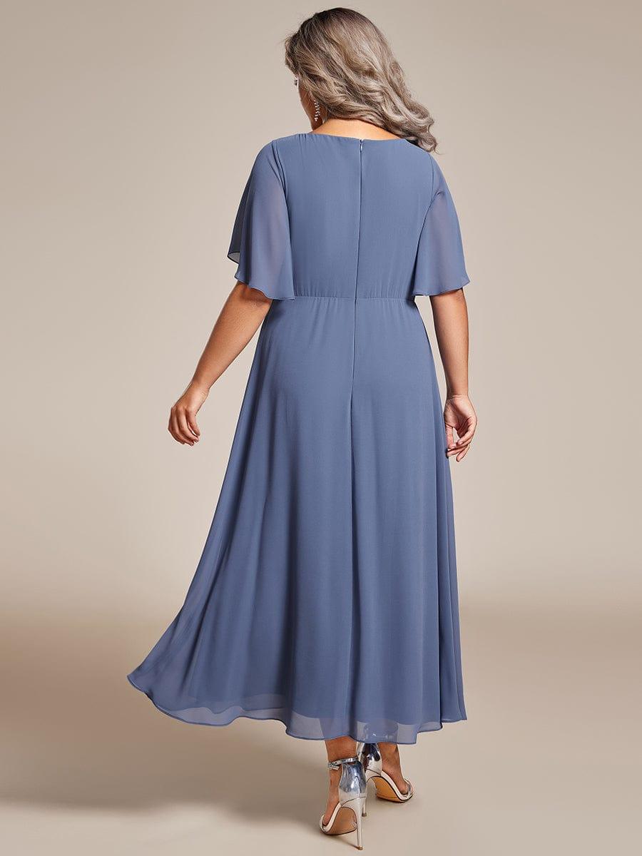 ever DAHLIA|Short Sleeve V Neck Knee Length Mother of the Bride Dress