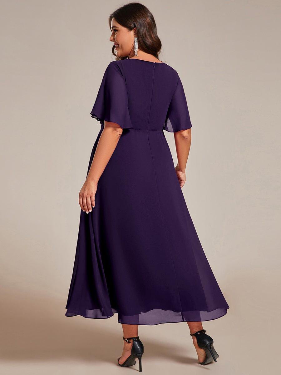 ever DAHLIA|Short Sleeve V Neck Knee Length Mother of the Bride Dress
