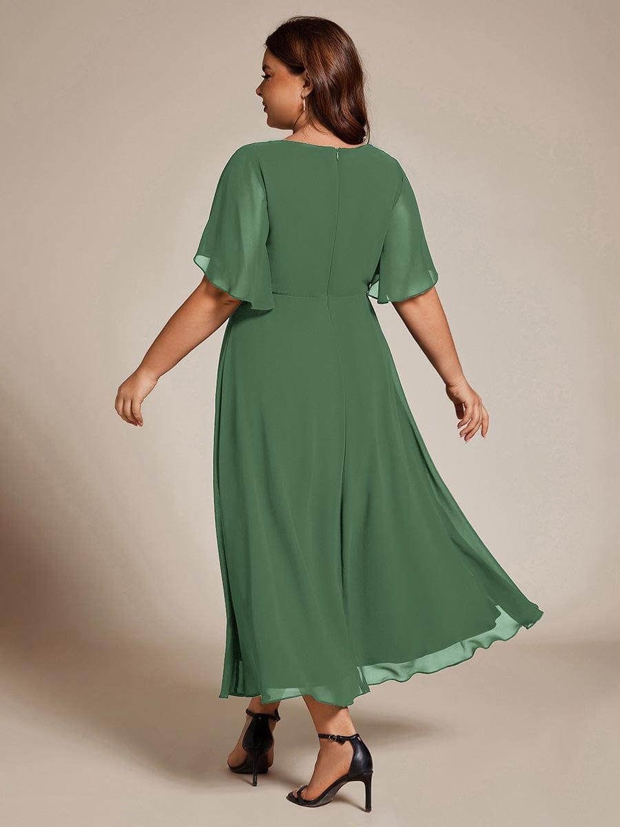 ever DAHLIA|Short Sleeve V Neck Knee Length Mother of the Bride Dress