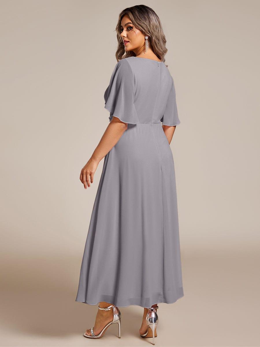ever DAHLIA|Short Sleeve V Neck Knee Length Mother of the Bride Dress