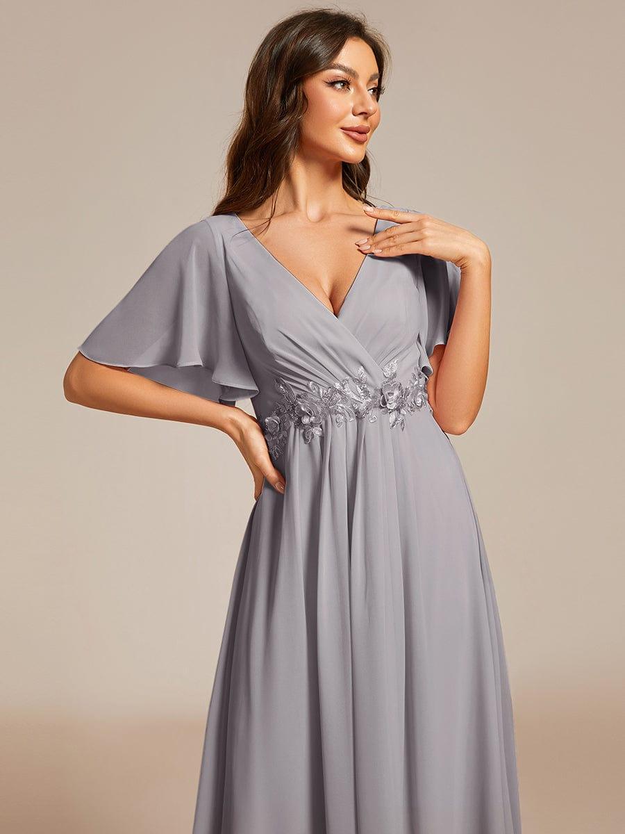 ever DAHLIA|Short Sleeve V Neck Knee Length Mother of the Bride Dress