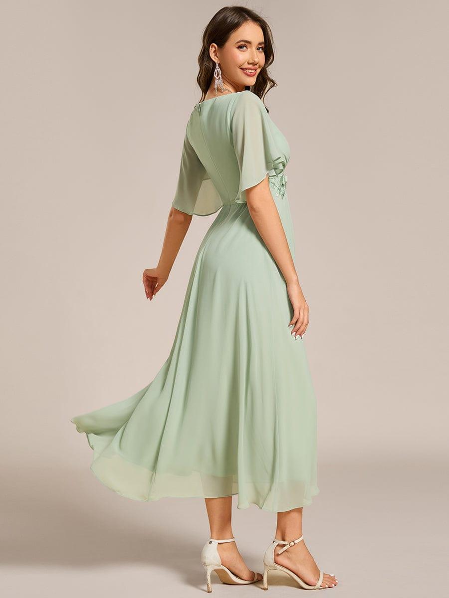 ever DAHLIA|Short Sleeve V Neck Knee Length Mother of the Bride Dress
