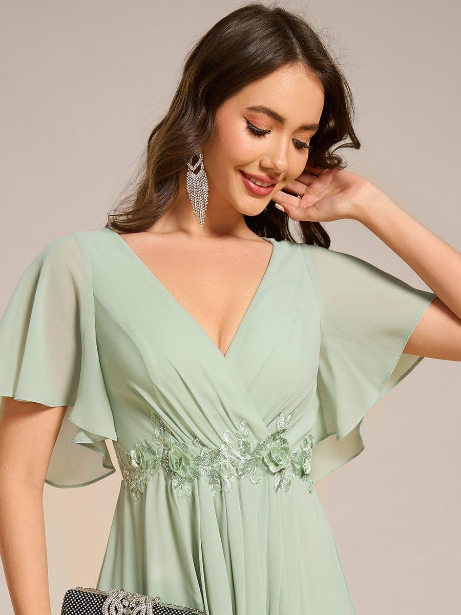 ever DAHLIA|Short Sleeve V Neck Knee Length Mother of the Bride Dress