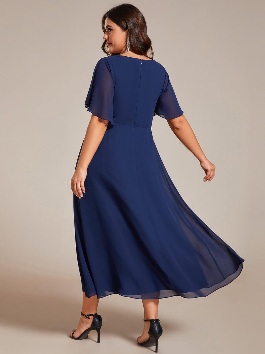 ever DAHLIA|Short Sleeve V Neck Knee Length Mother of the Bride Dress