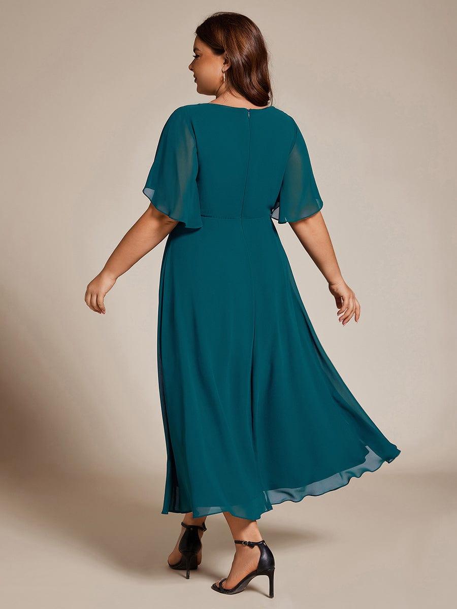 ever DAHLIA|Short Sleeve V Neck Knee Length Mother of the Bride Dress