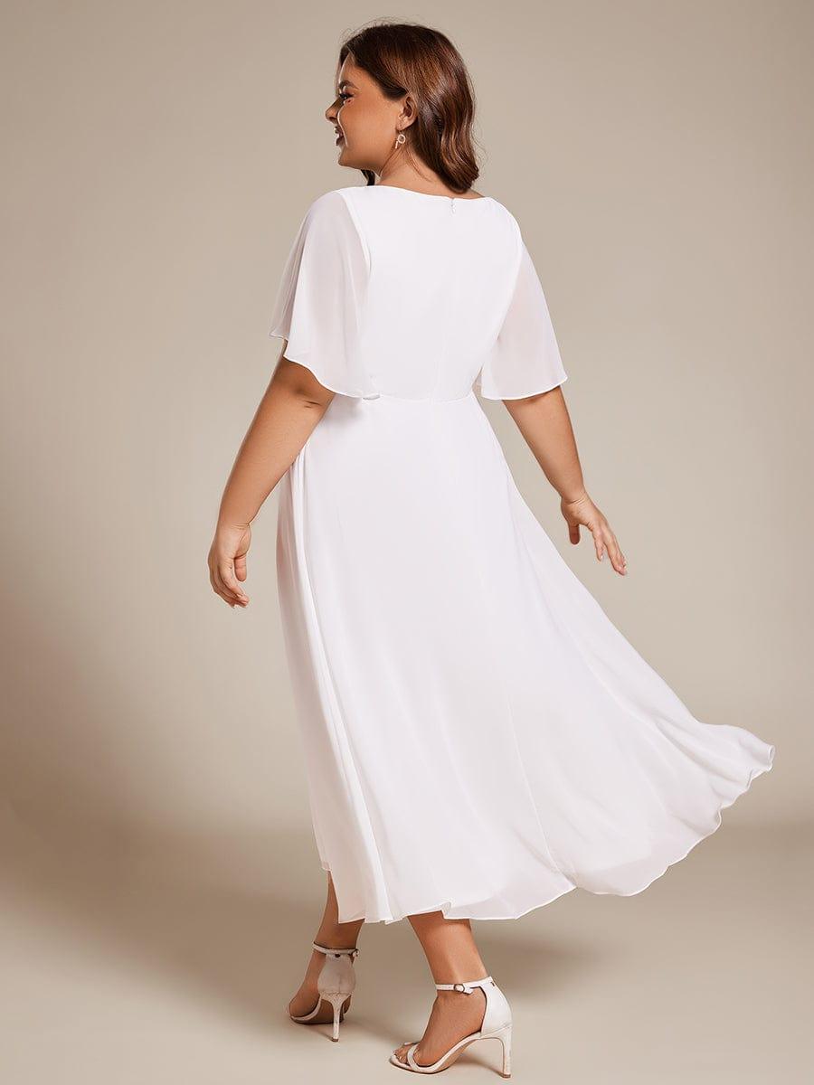 ever DAHLIA|Short Sleeve V Neck Knee Length Mother of the Bride Dress