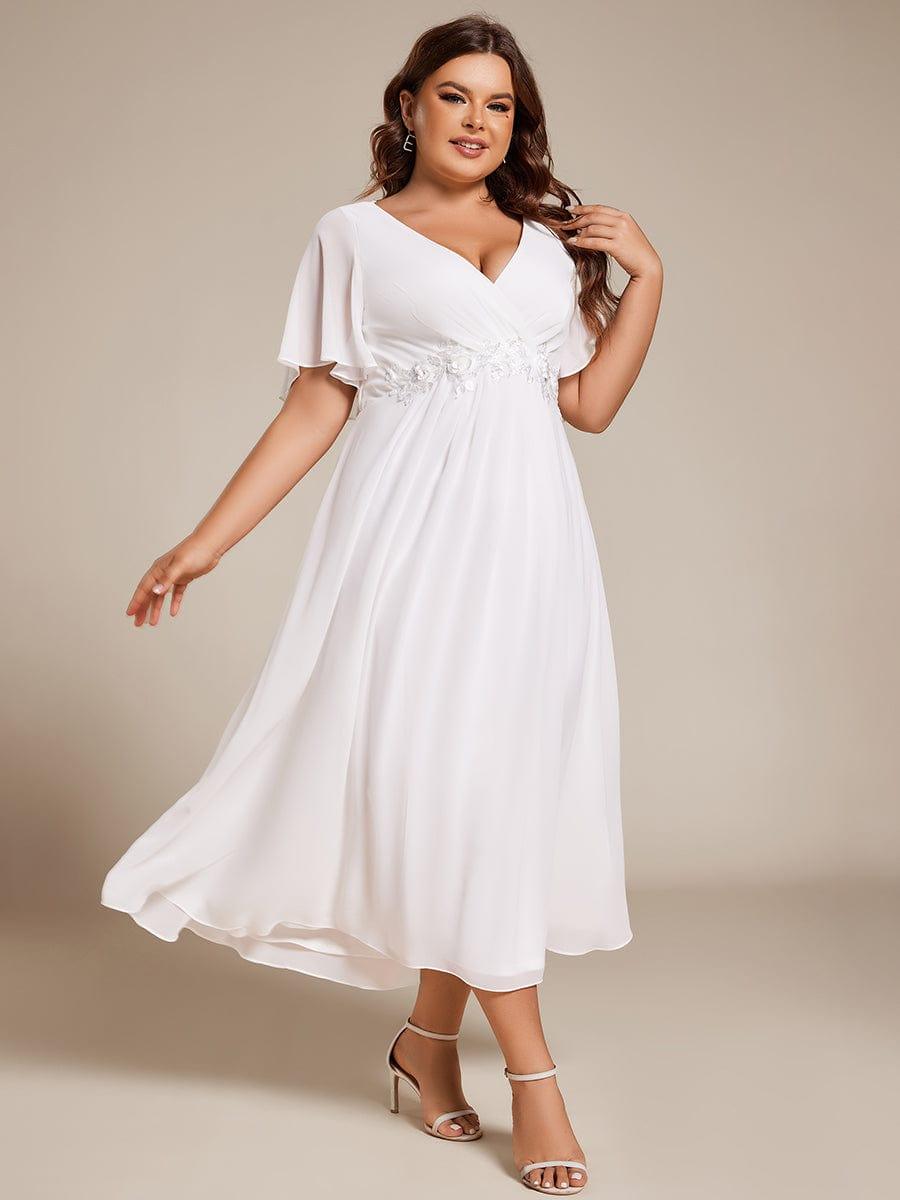 ever DAHLIA|Short Sleeve V Neck Knee Length Mother of the Bride Dress