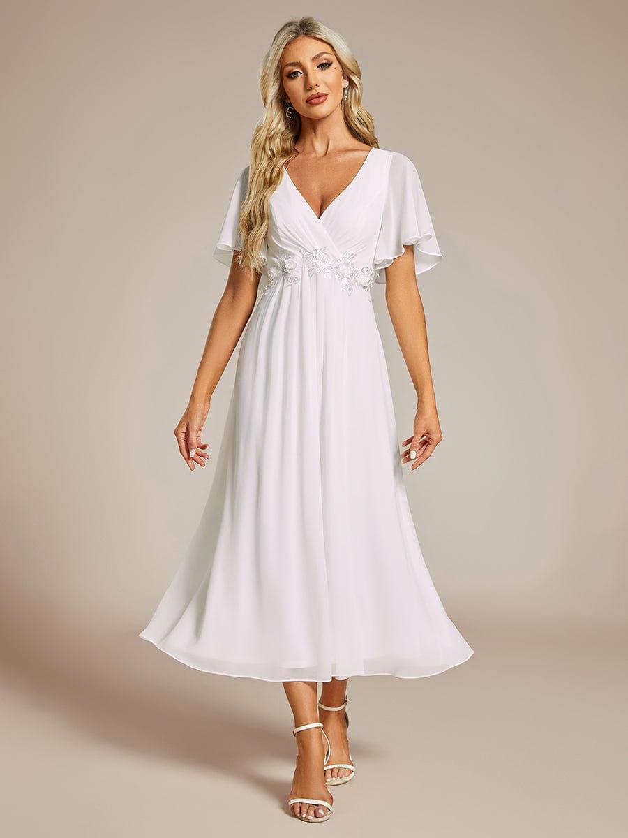 ever DAHLIA|Short Sleeve V Neck Knee Length Mother of the Bride Dress