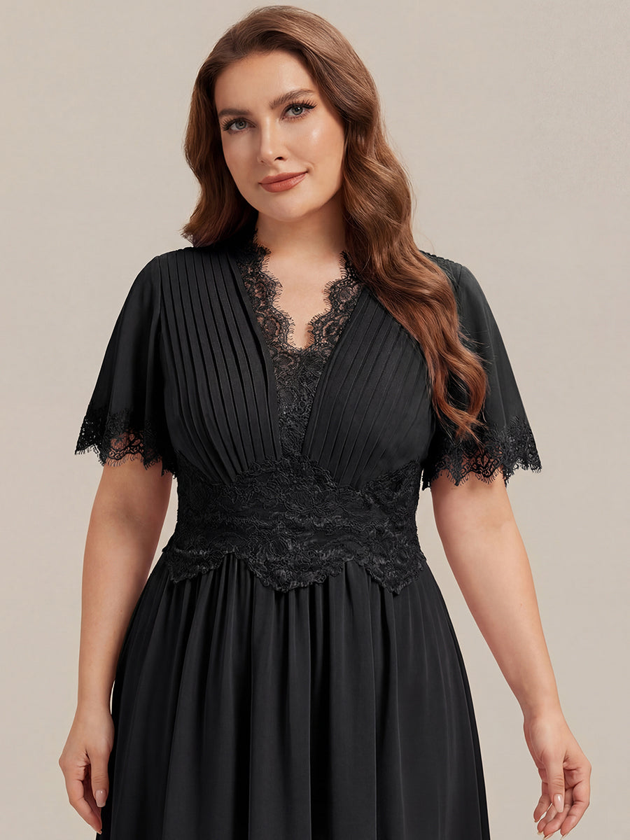 Cut-Out Detail Chiffon Ruffle Sleeve Wedding Guest Dress