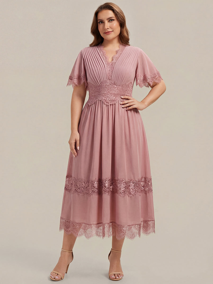Cut-Out Detail Chiffon Ruffle Sleeve Wedding Guest Dress