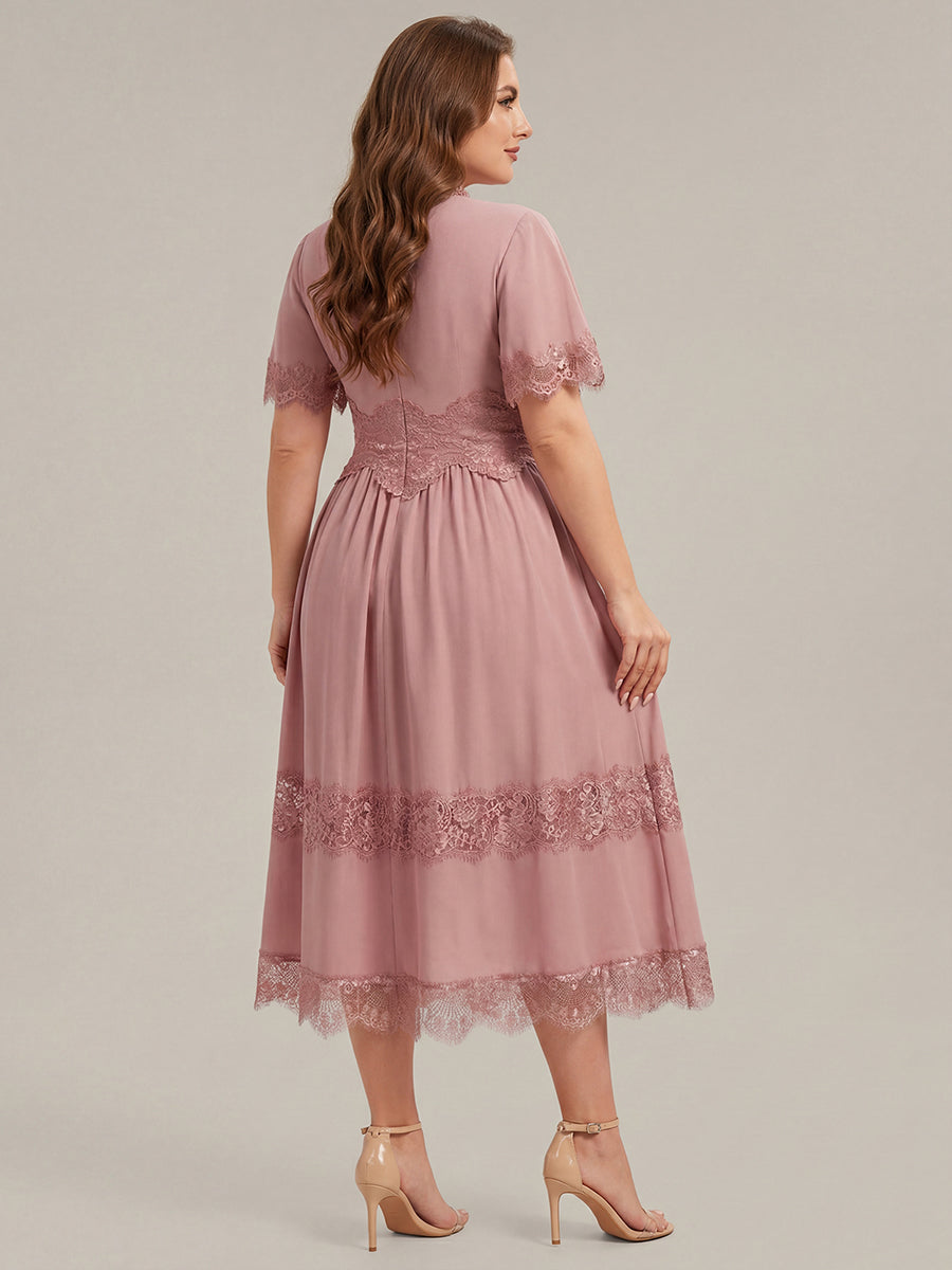 Cut-Out Detail Chiffon Ruffle Sleeve Wedding Guest Dress