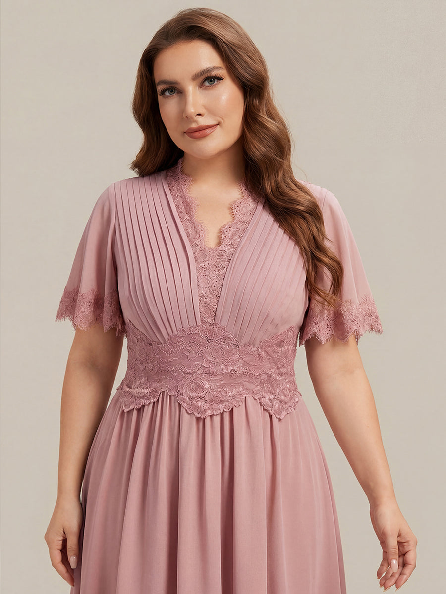 Cut-Out Detail Chiffon Ruffle Sleeve Wedding Guest Dress
