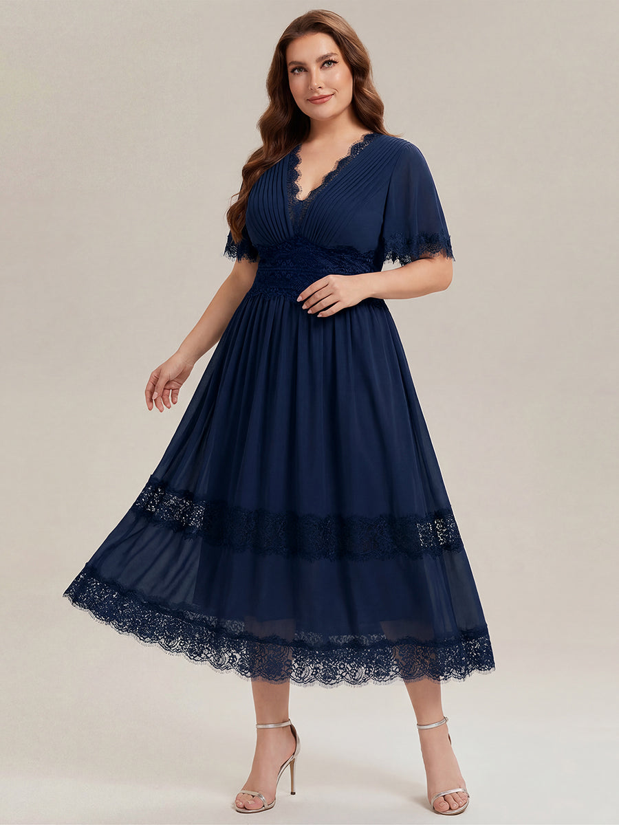 Cut-Out Detail Chiffon Ruffle Sleeve Wedding Guest Dress