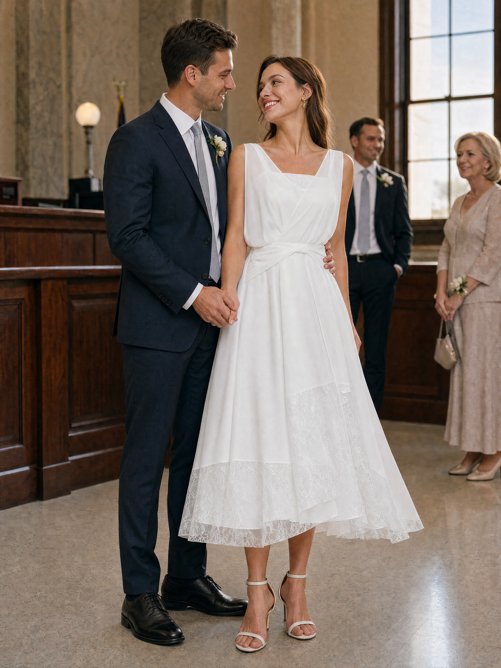 Chiffon Ribbon Sleeveless A-Line Wedding Guest Dress