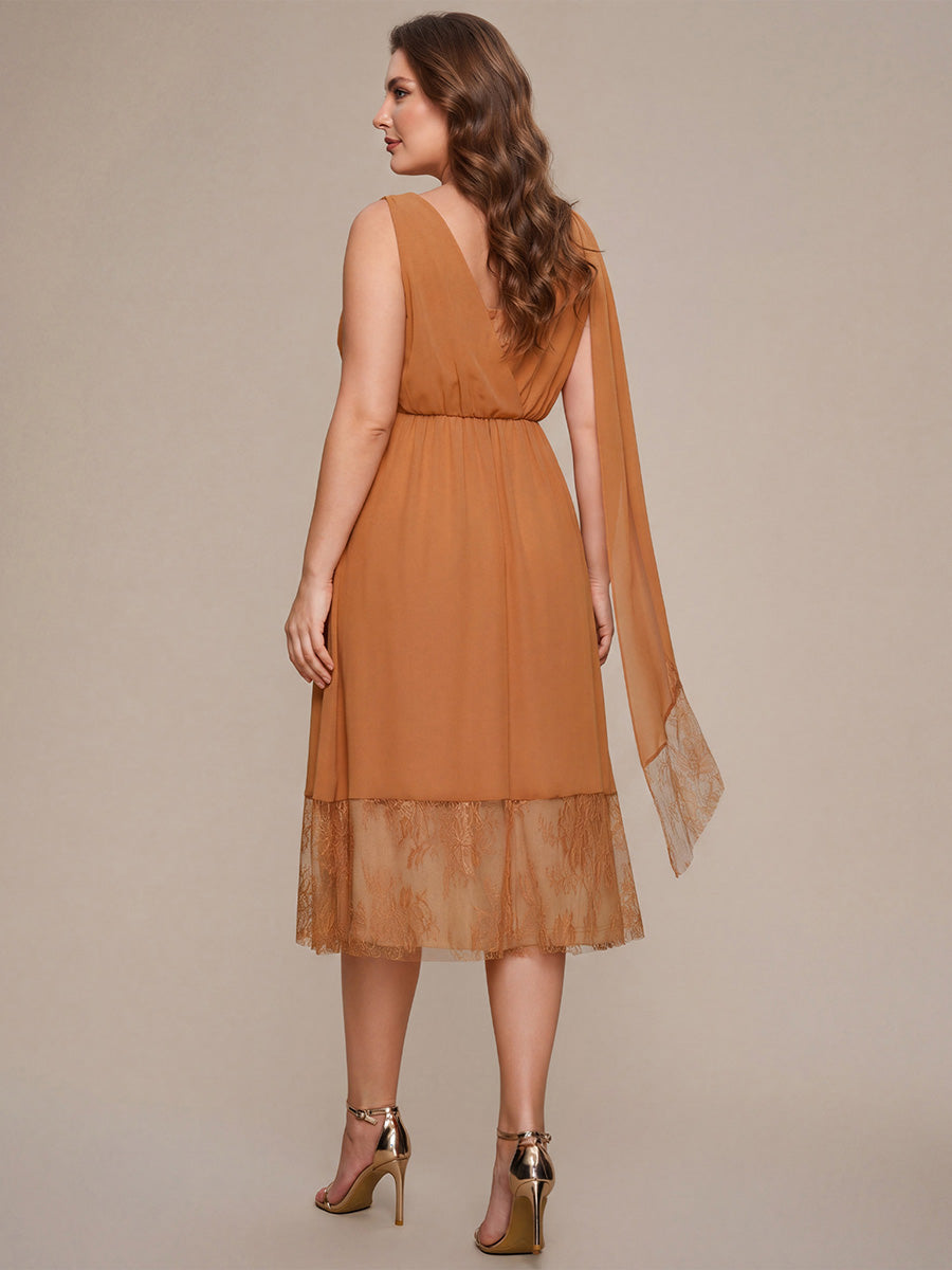 Chiffon Ribbon Sleeveless A-Line Wedding Guest Dress