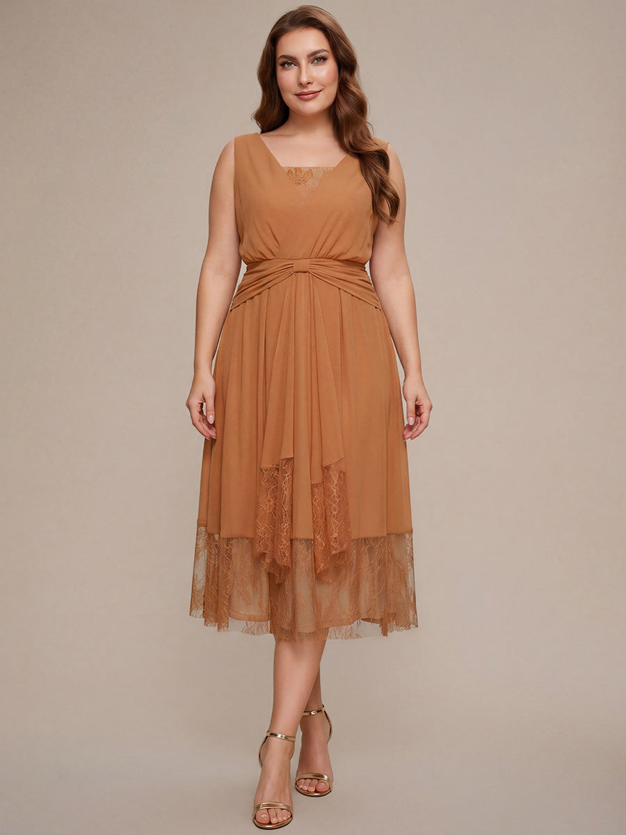 Chiffon Ribbon Sleeveless A-Line Wedding Guest Dress