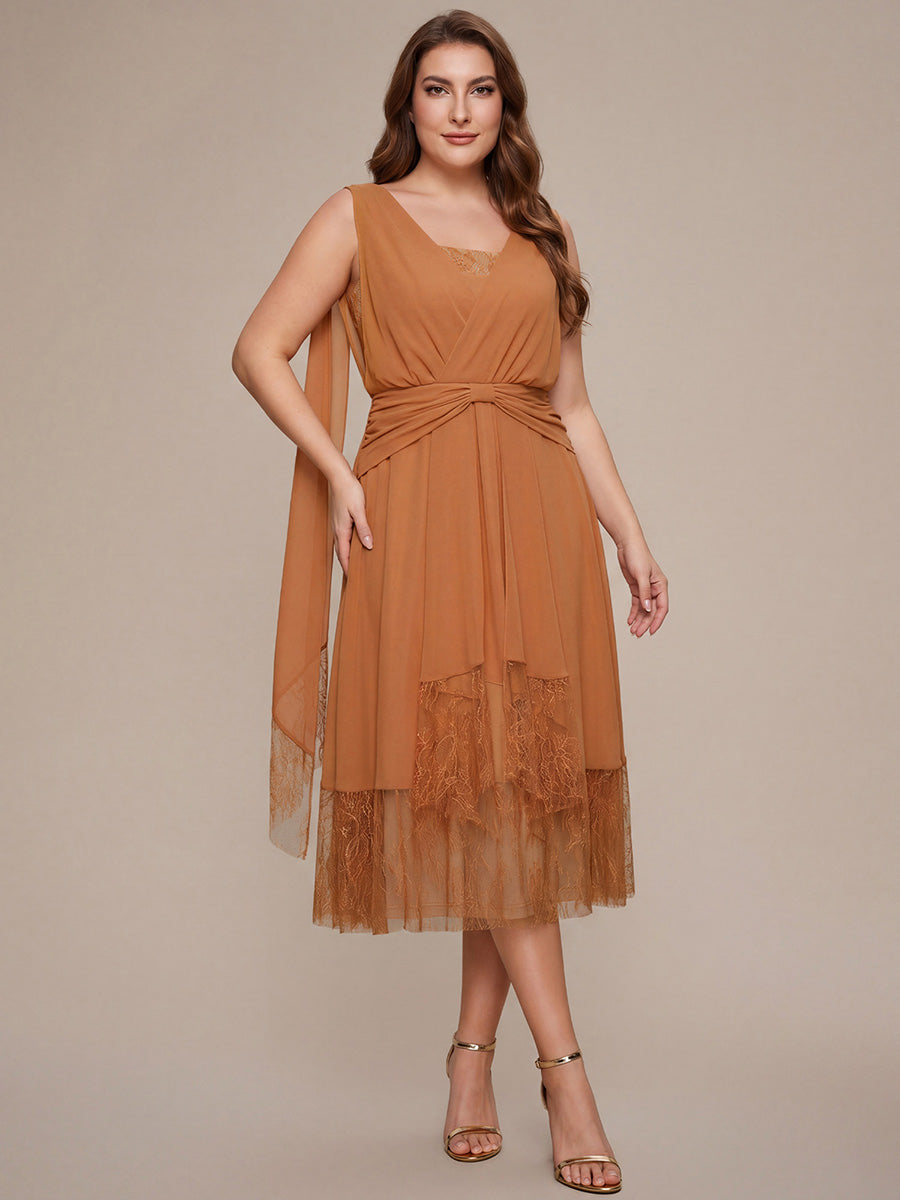 Chiffon Ribbon Sleeveless A-Line Wedding Guest Dress