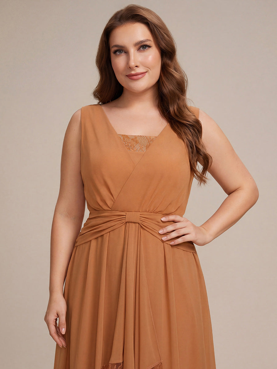 Chiffon Ribbon Sleeveless A-Line Wedding Guest Dress
