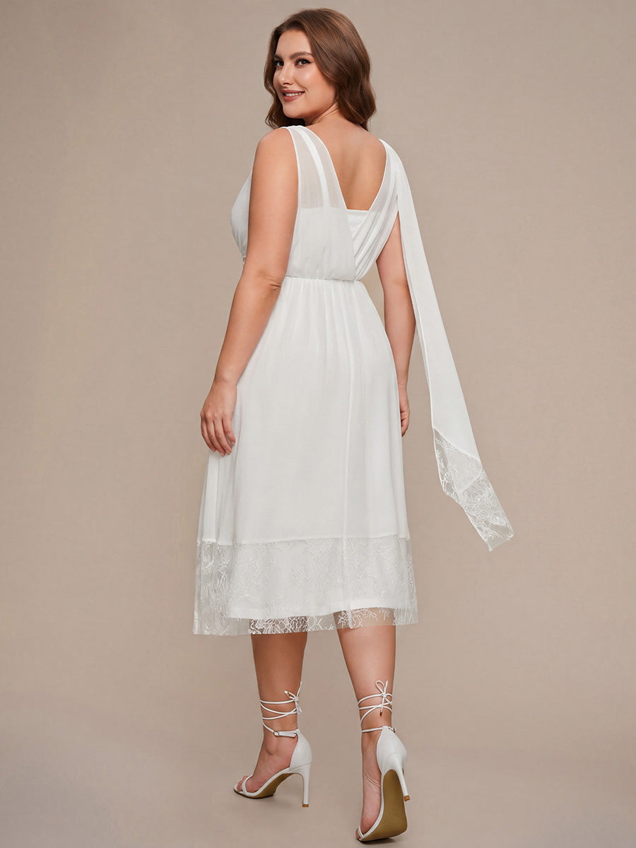Chiffon Ribbon Sleeveless A-Line Wedding Guest Dress