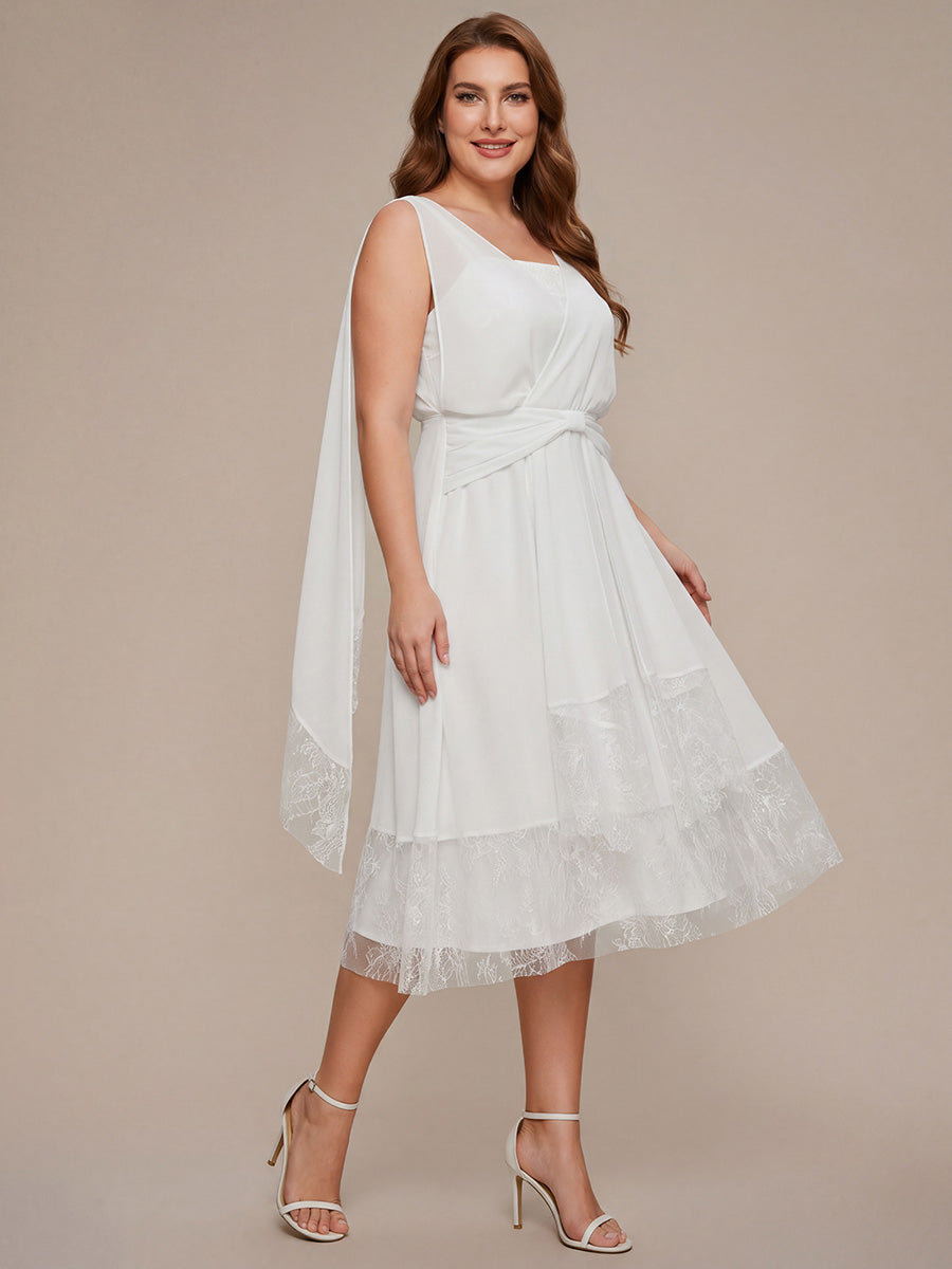 Chiffon Ribbon Sleeveless A-Line Wedding Guest Dress