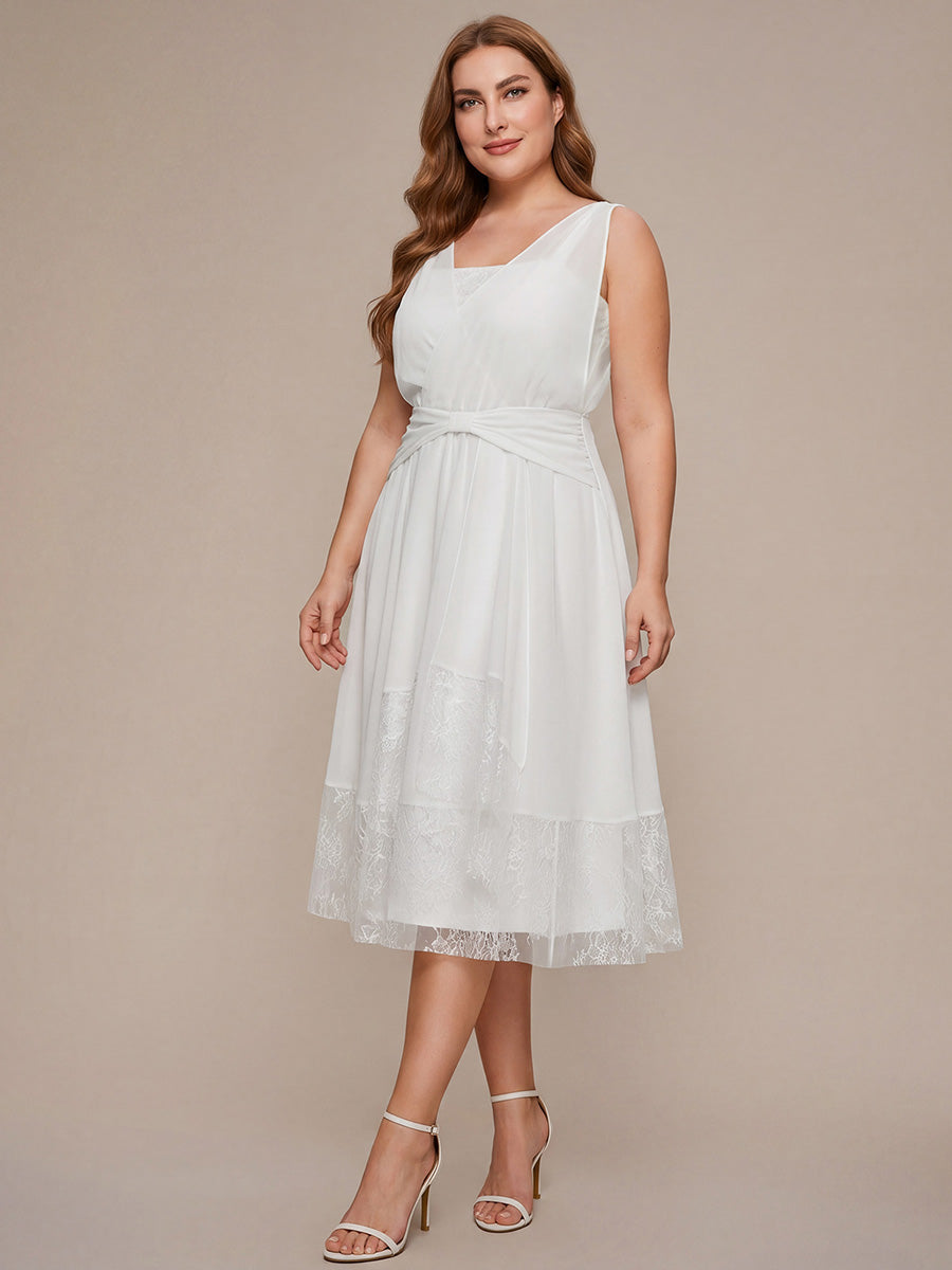 Chiffon Ribbon Sleeveless A-Line Wedding Guest Dress