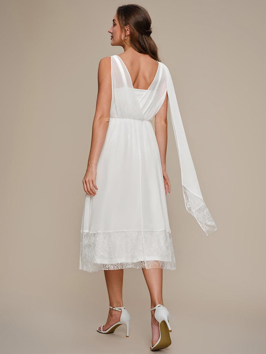Chiffon Ribbon Sleeveless A-Line Wedding Guest Dress