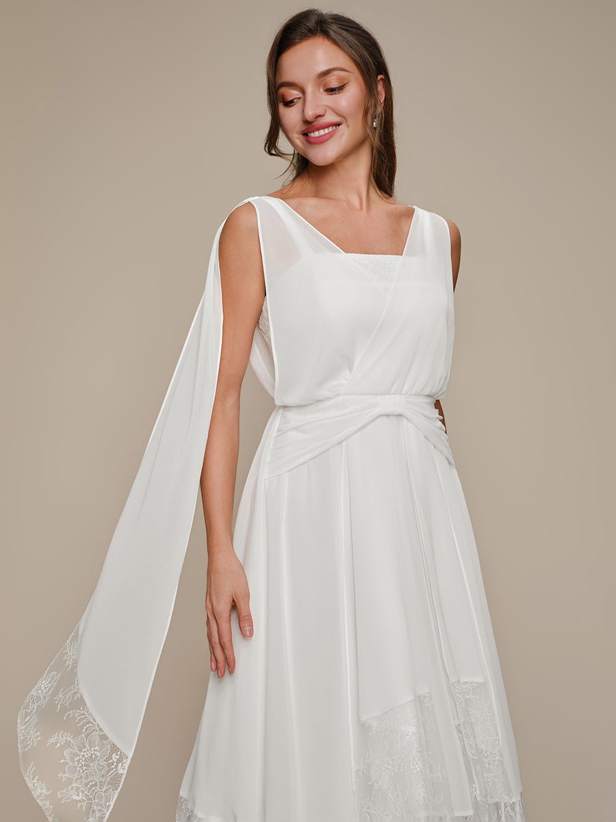 Chiffon Ribbon Sleeveless A-Line Wedding Guest Dress