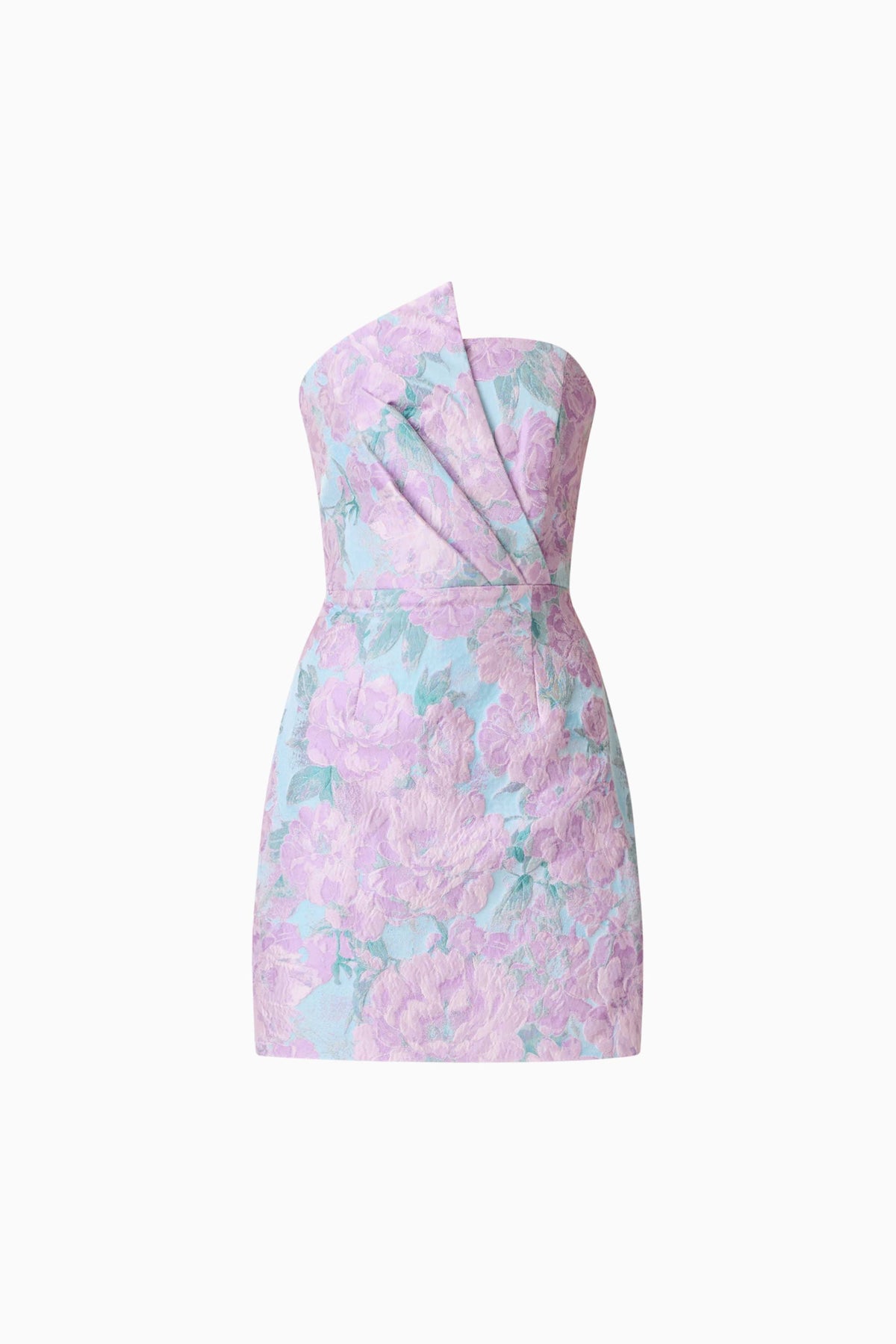 Patricia Strapless Mini Dress in Blue & Purple Floral