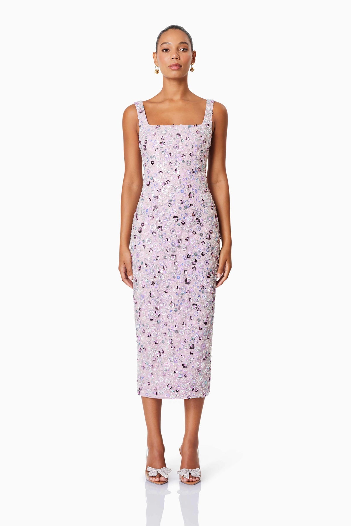 Aurora Event Wear Midi Dress In Purple