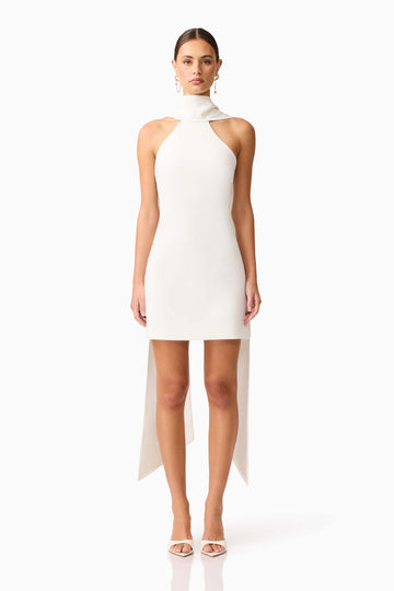 Mira Halter Mini Dress in White