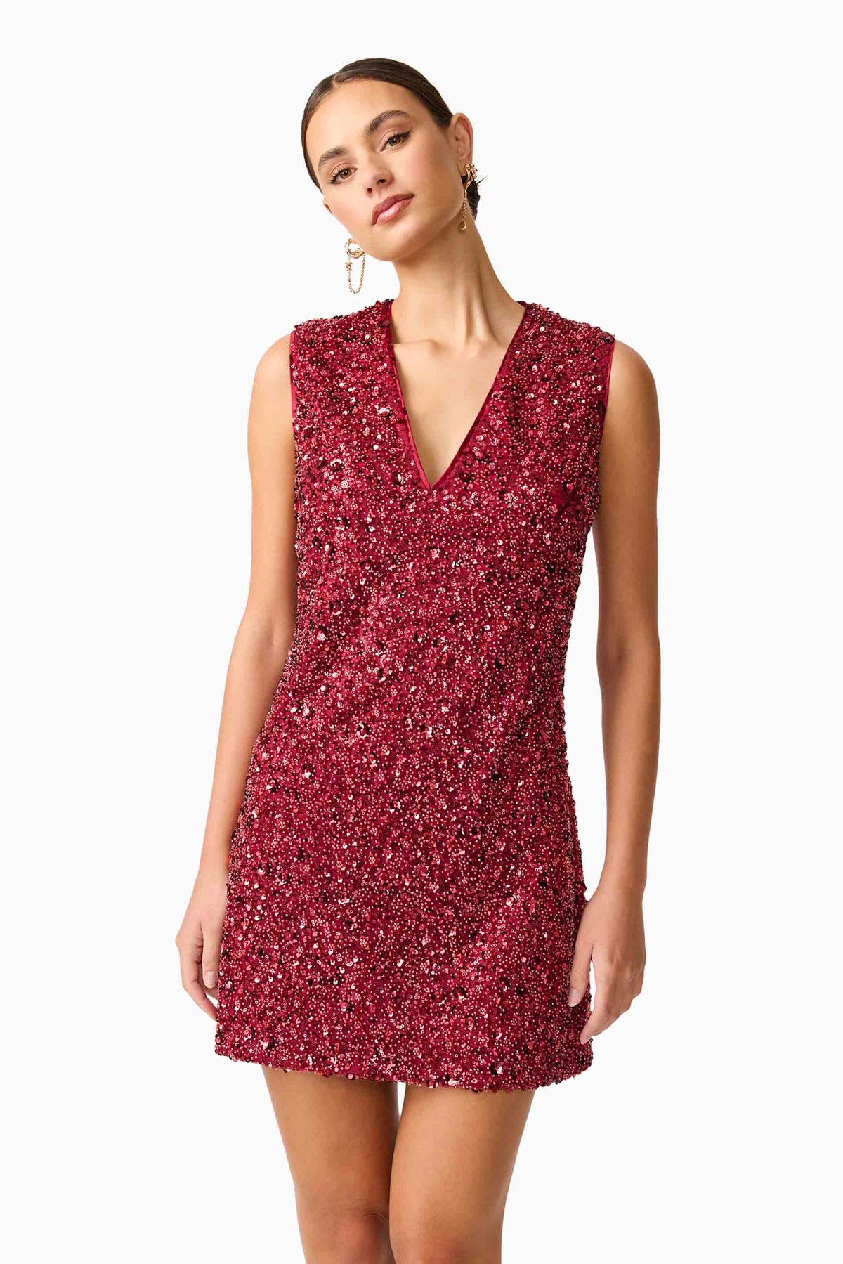 Carmen Shift Mini Dress in Red